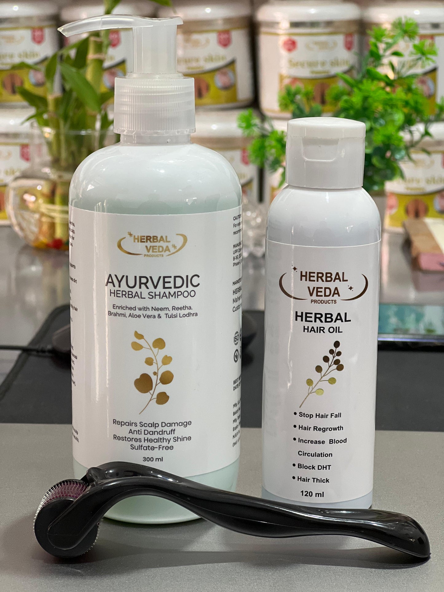 Herbal veda : Hair oil shampoo and Roller
