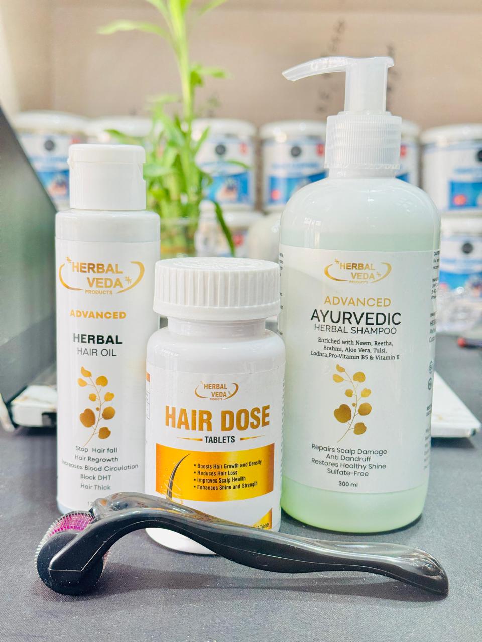 HERBAL VEDA : Hair Oil, Shampoo, Tablet and Rolller